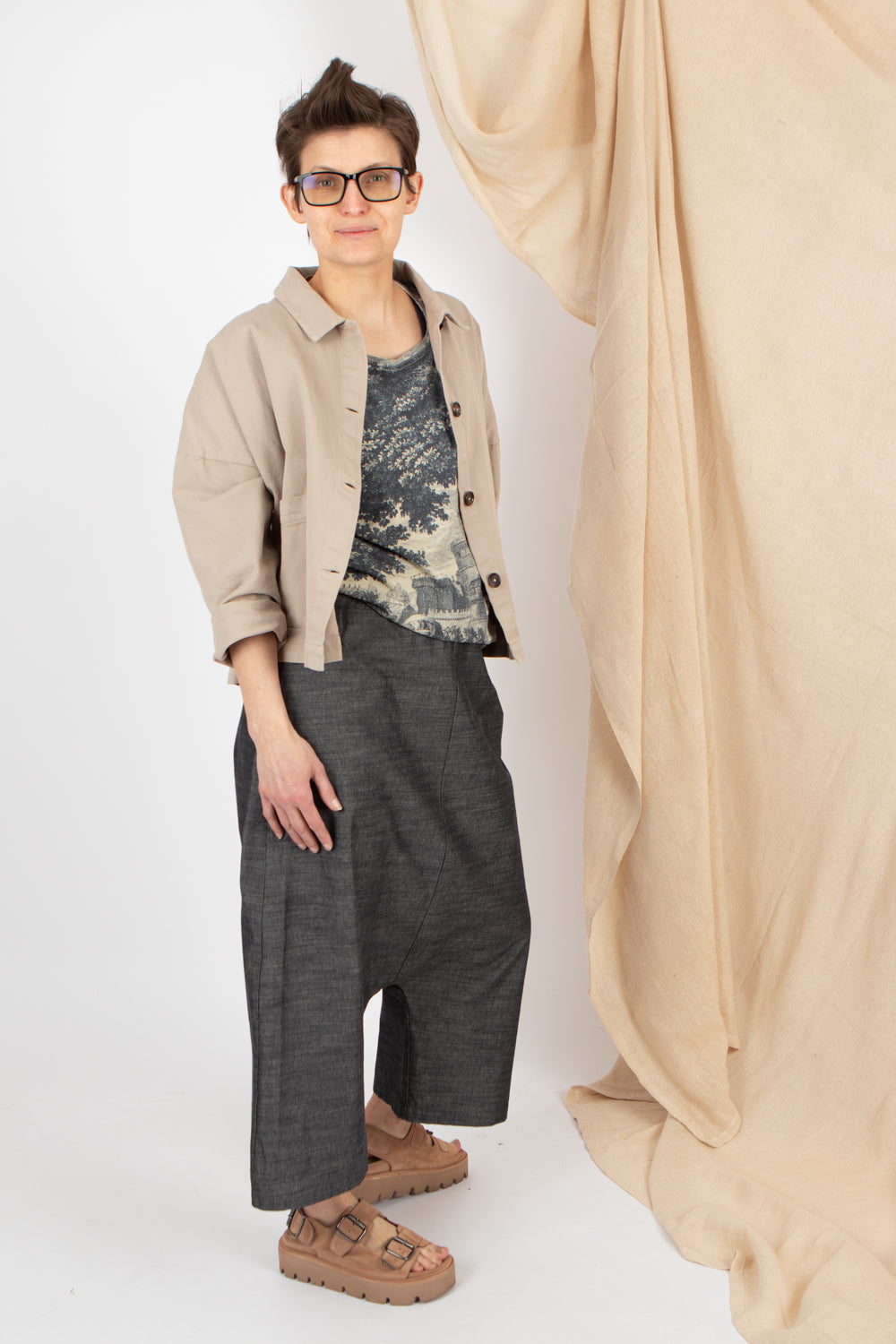 Sort Aarhus Denim Look Trousers
