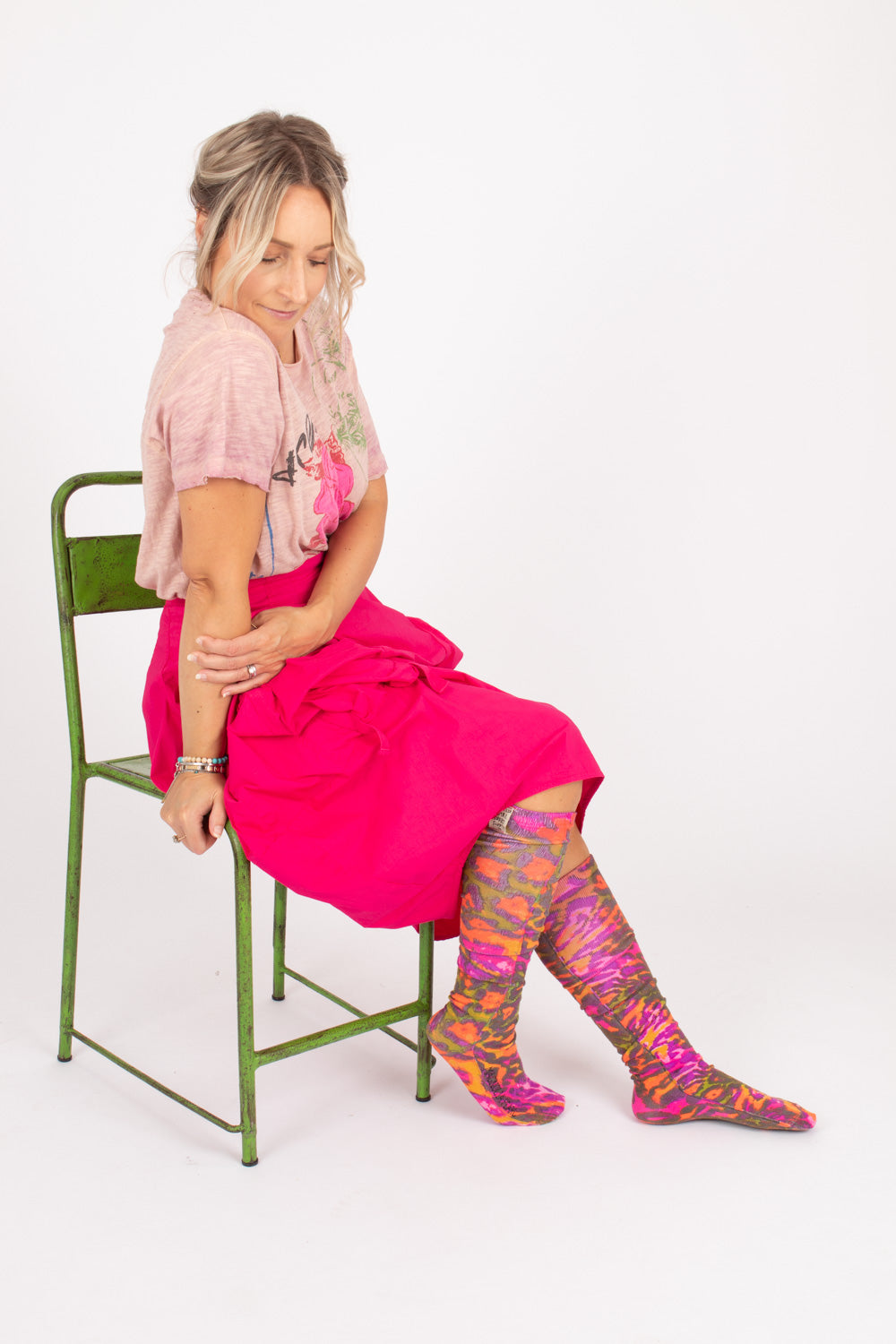 Magnolia Pearl Neon Leopard OTK Socks