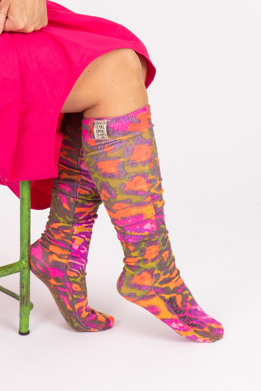 Magnolia Pearl Neon Leopard OTK Socks