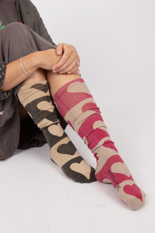 Magnolia Pearl Block Heart Over-The-Knee Socks