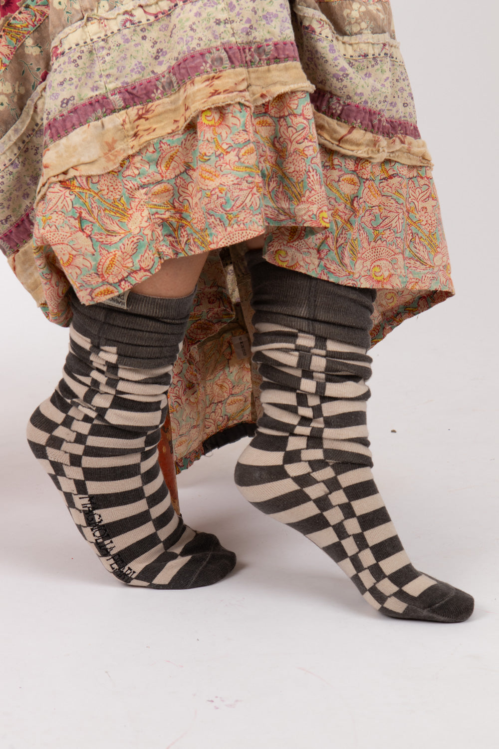 Magnolia Pearl Check OTK Socks