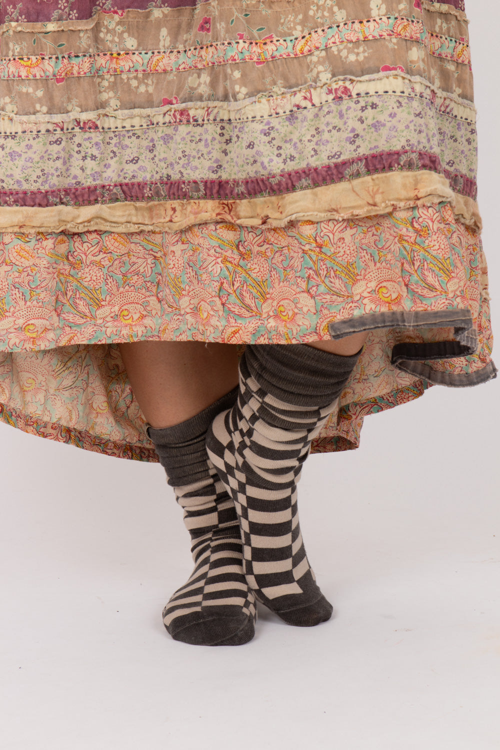 Magnolia Pearl Check OTK Socks