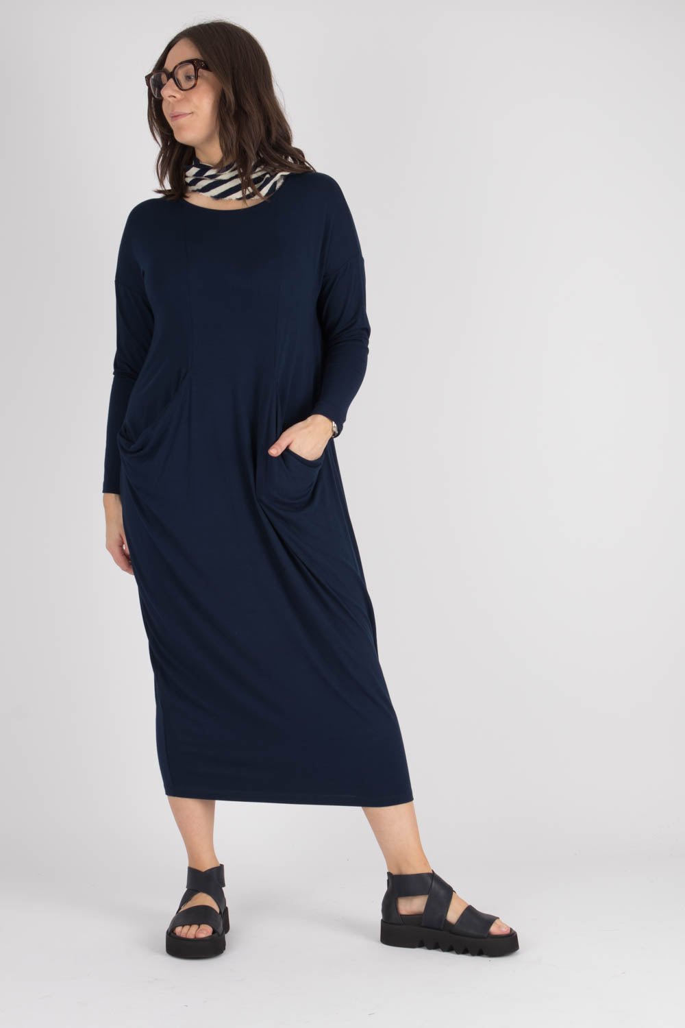 By Basics Dress With Drape Pockets