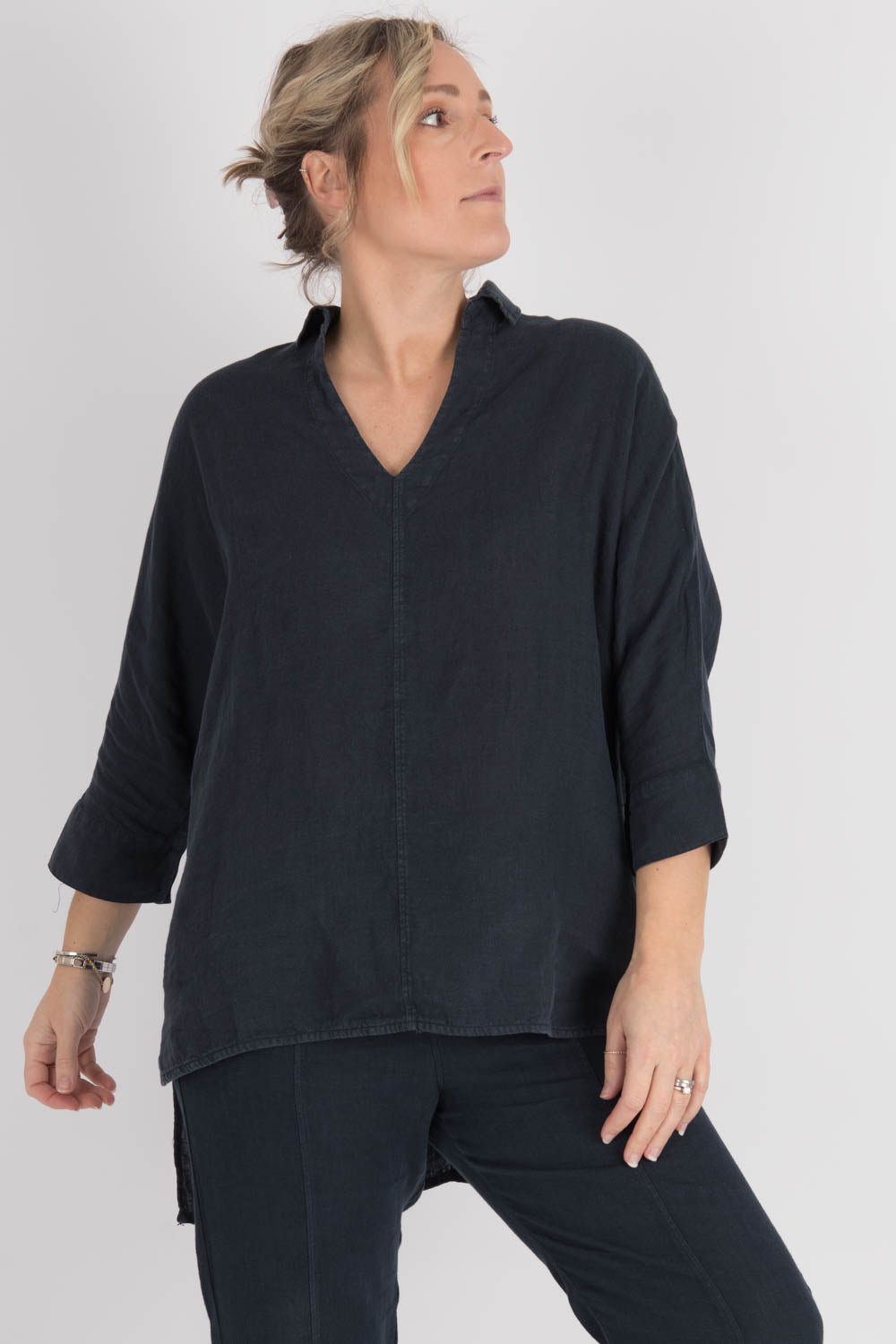 By Basics Wide Linen Blouse