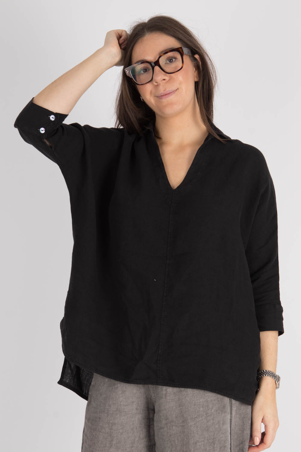 By Basics Wide Linen Blouse