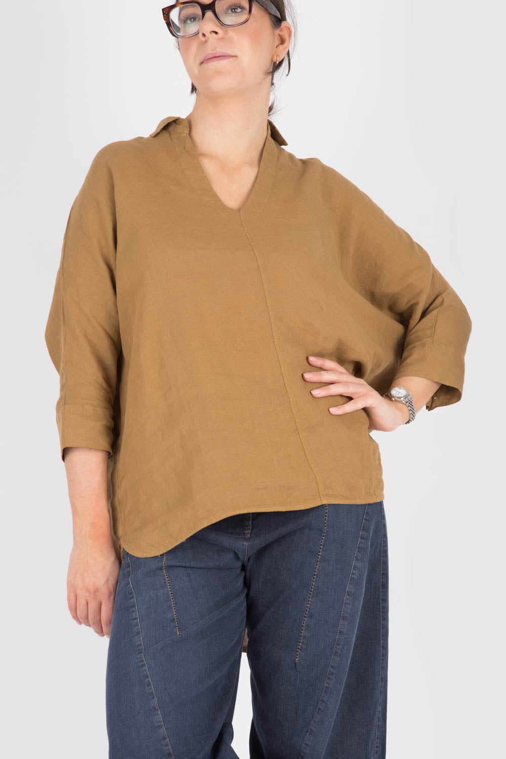 By Basics Wide Linen Blouse