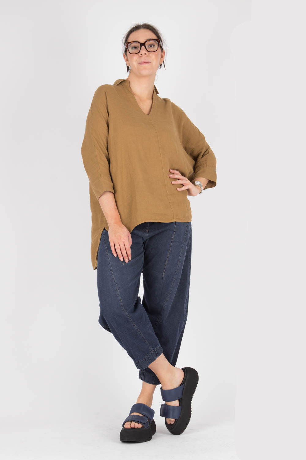 By Basics Wide Linen Blouse