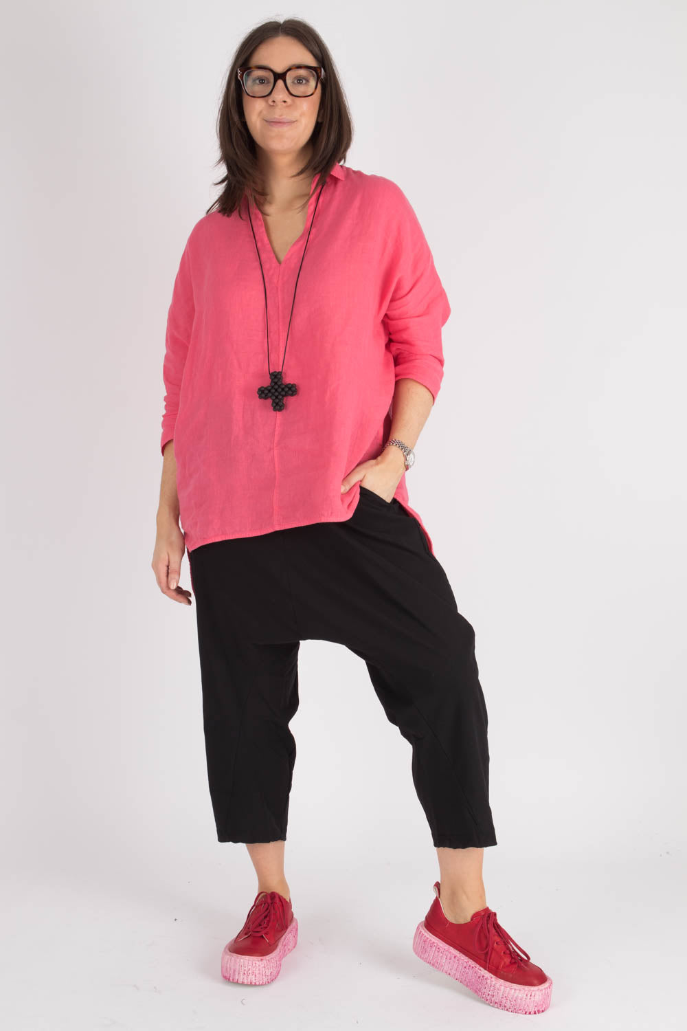 By Basics Wide Linen Blouse