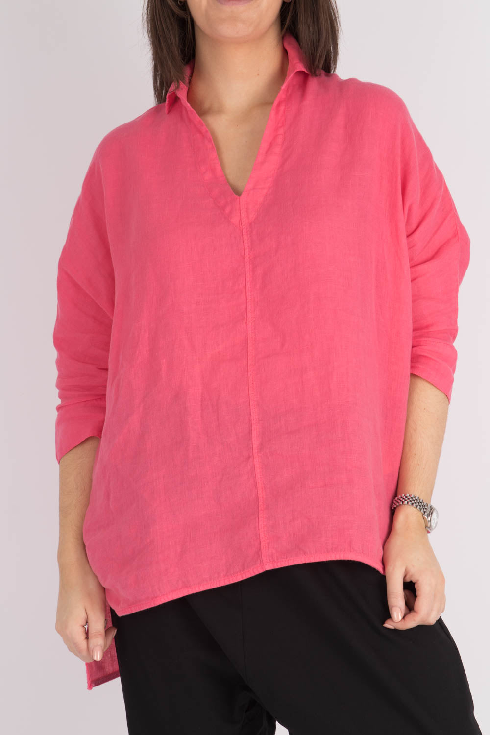 By Basics Wide Linen Blouse