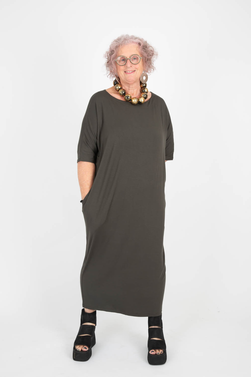 By Basics Dress With Boat Neck