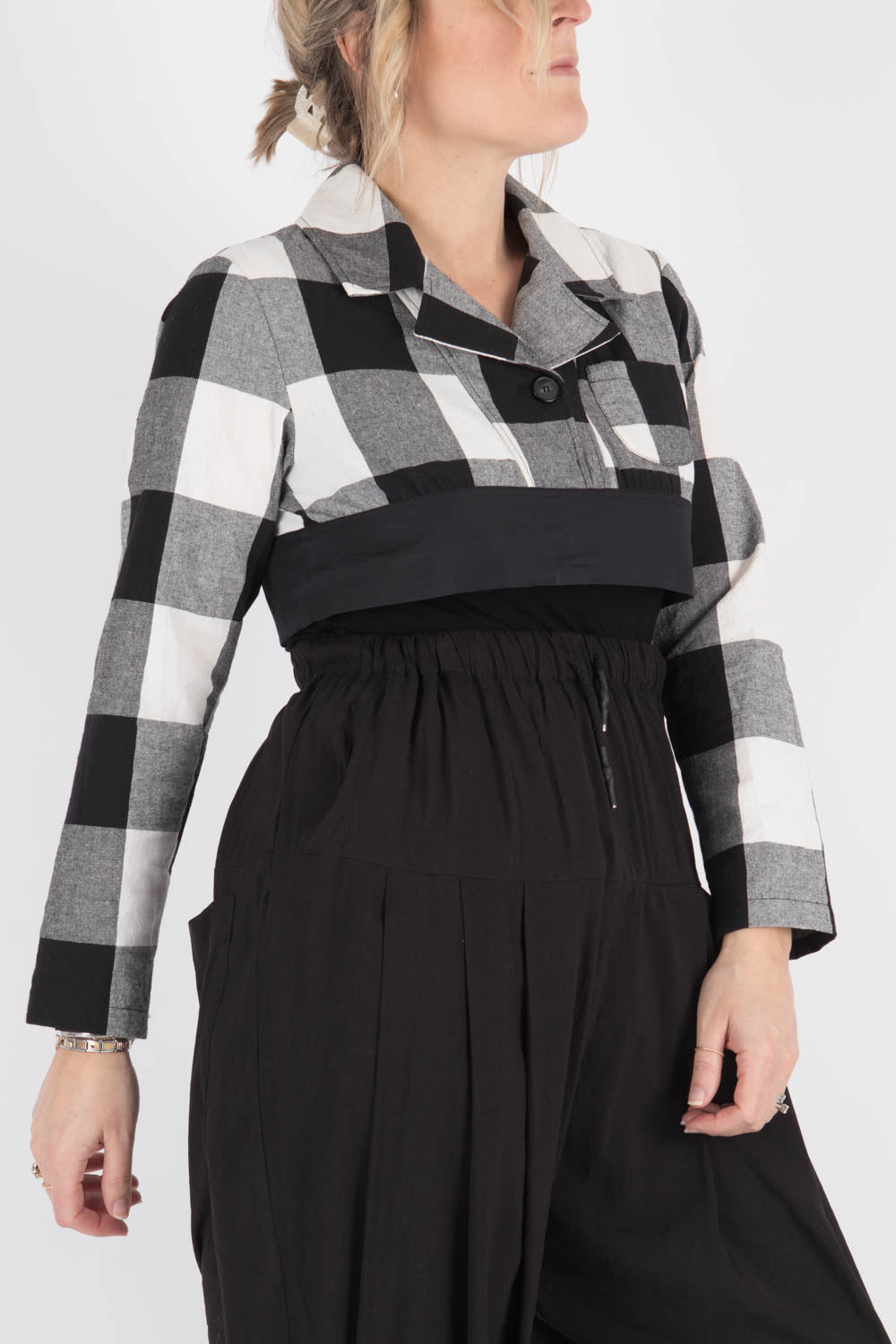 WENDYKEI Checked Crop Shirt