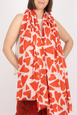 Otracosa Red Hearts on White Scarf