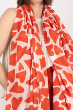 Otracosa Red Hearts on White Scarf