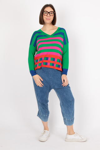 Estheme Stripe V-Neck Pullover