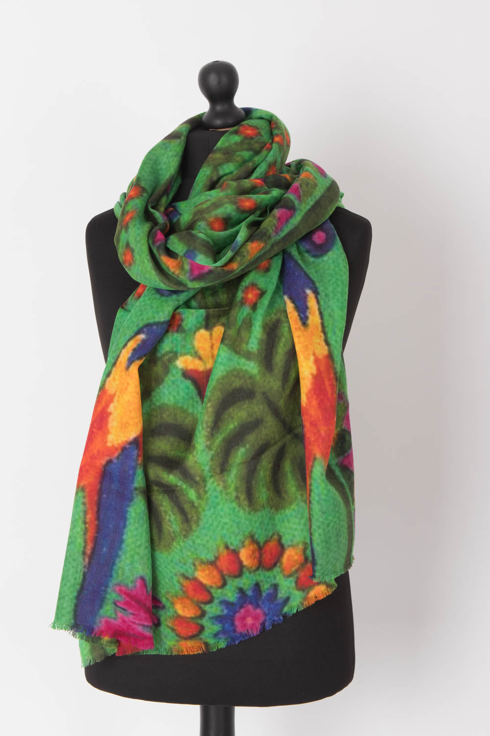 Otracosa Parrots on Green Scarf