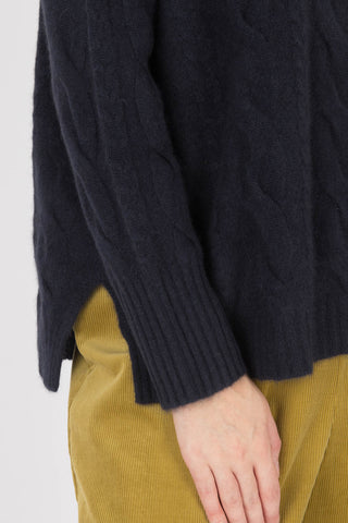 Estheme Roll Cable Knit Cashmere Pullover