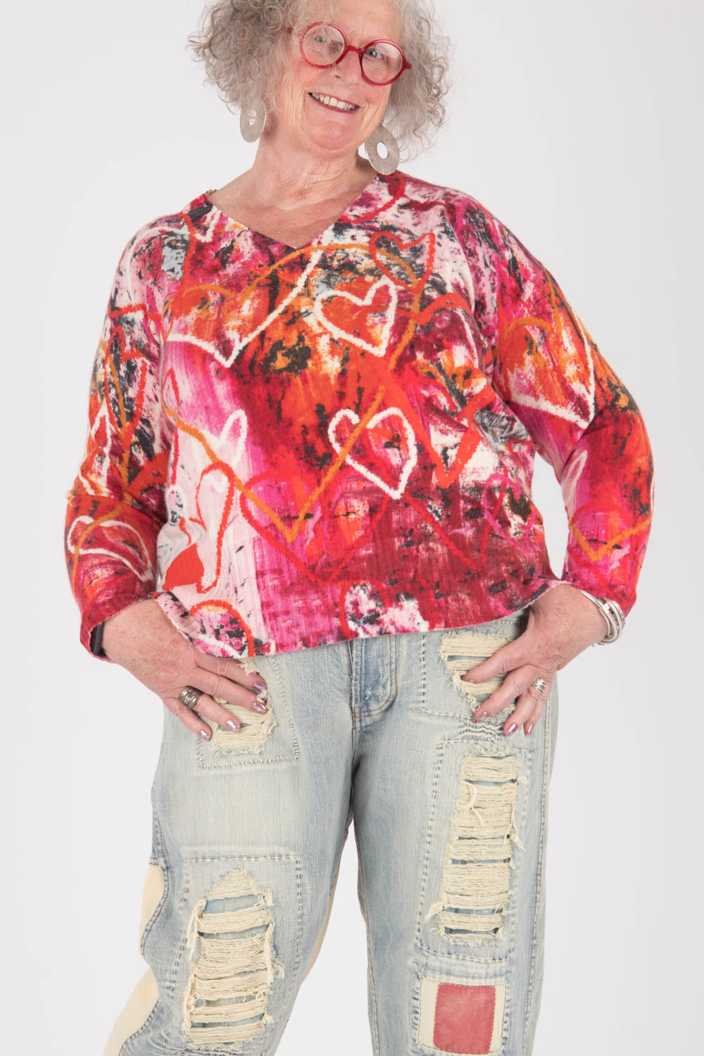 Estheme Heart V Neck Cashmere Pullover