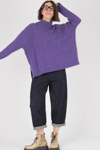 Estheme Roll Cable Knit Cashmere Pullover