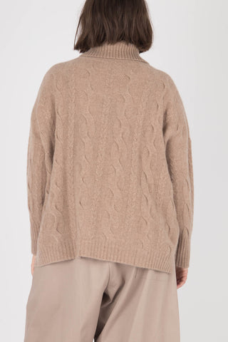 Estheme Roll Cable Knit Cashmere Pullover