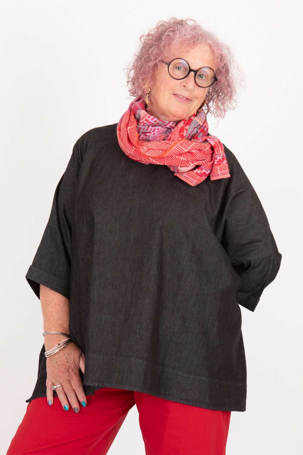 Estudio Viva Rosa Denim Top