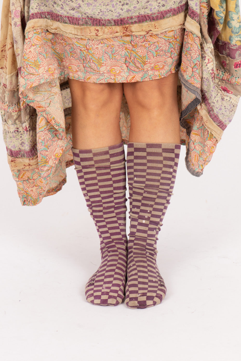 Magnolia Pearl Checkered OTK Socks