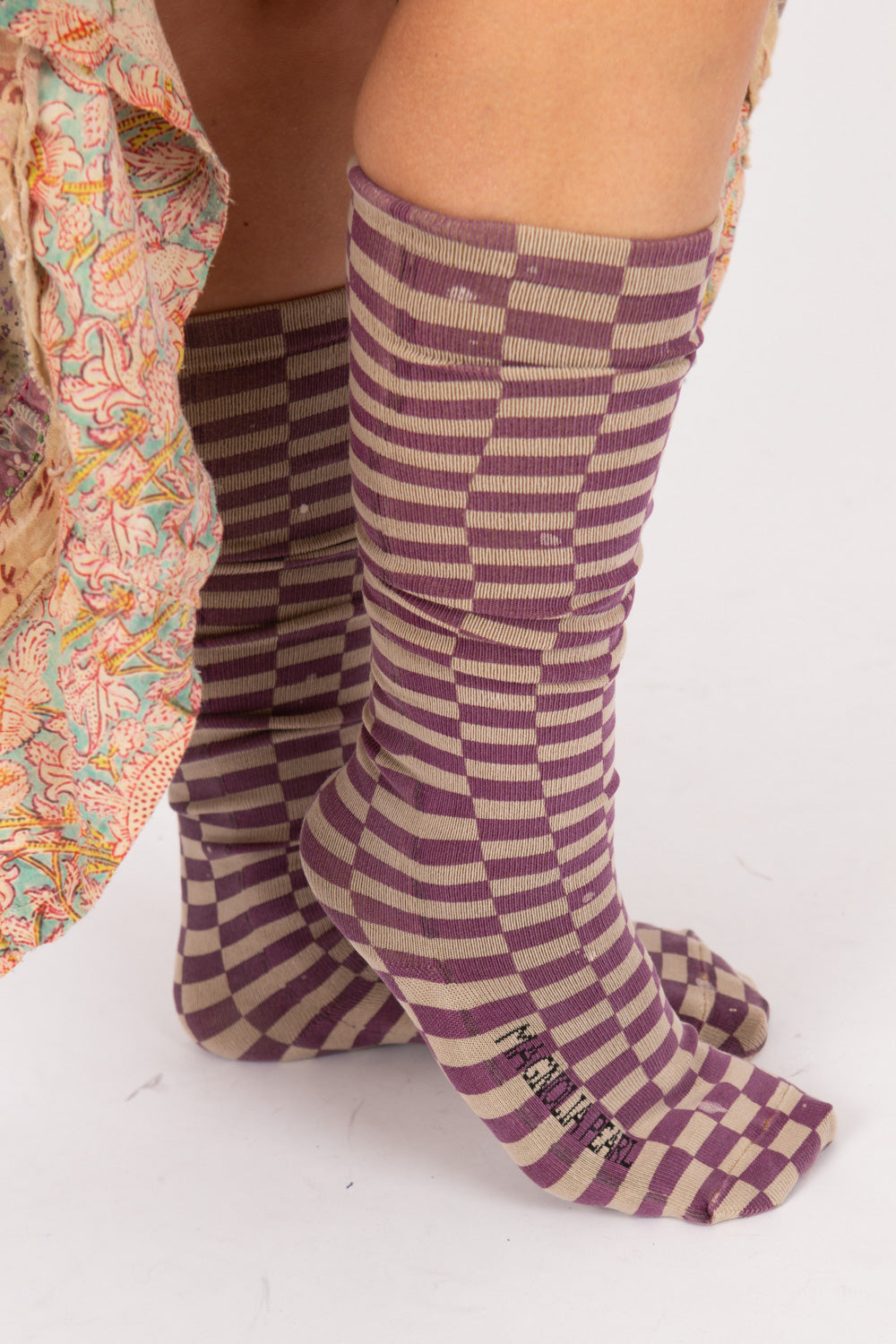Magnolia Pearl Checkered OTK Socks