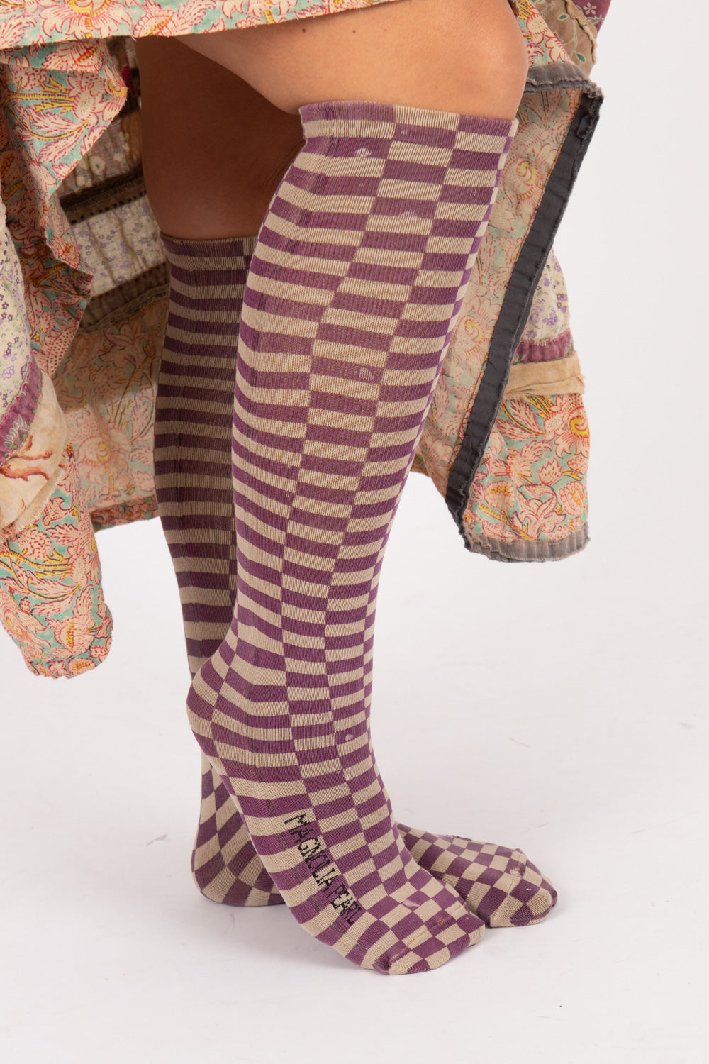 Magnolia Pearl Checkered OTK Socks