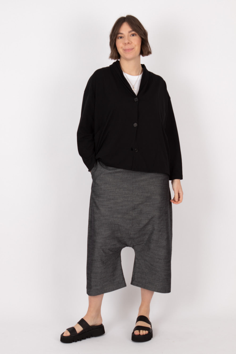 Sort Aarhus Denim Look Trousers