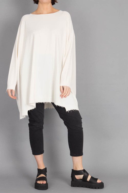 Rundholz Knitted Tunic RH230010, PLU A Black Jean With Patch PL225416, Lofina Sandals LF230215