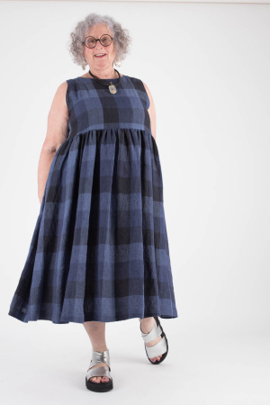 wk230396 - WENDYKEI Blue Check Dress @ Walkers.Style women's and ladies fashion clothing online shop